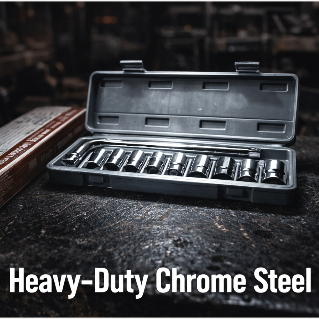 Labels and markings on the BoltForce socket wrenches, showing sizes and specifications.