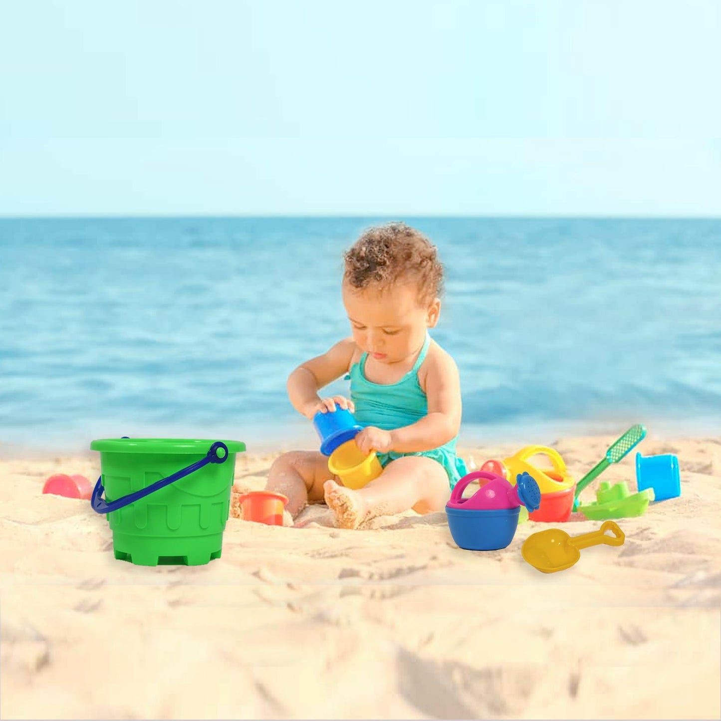 Kidsβ beach toy set with sand molds and accessories