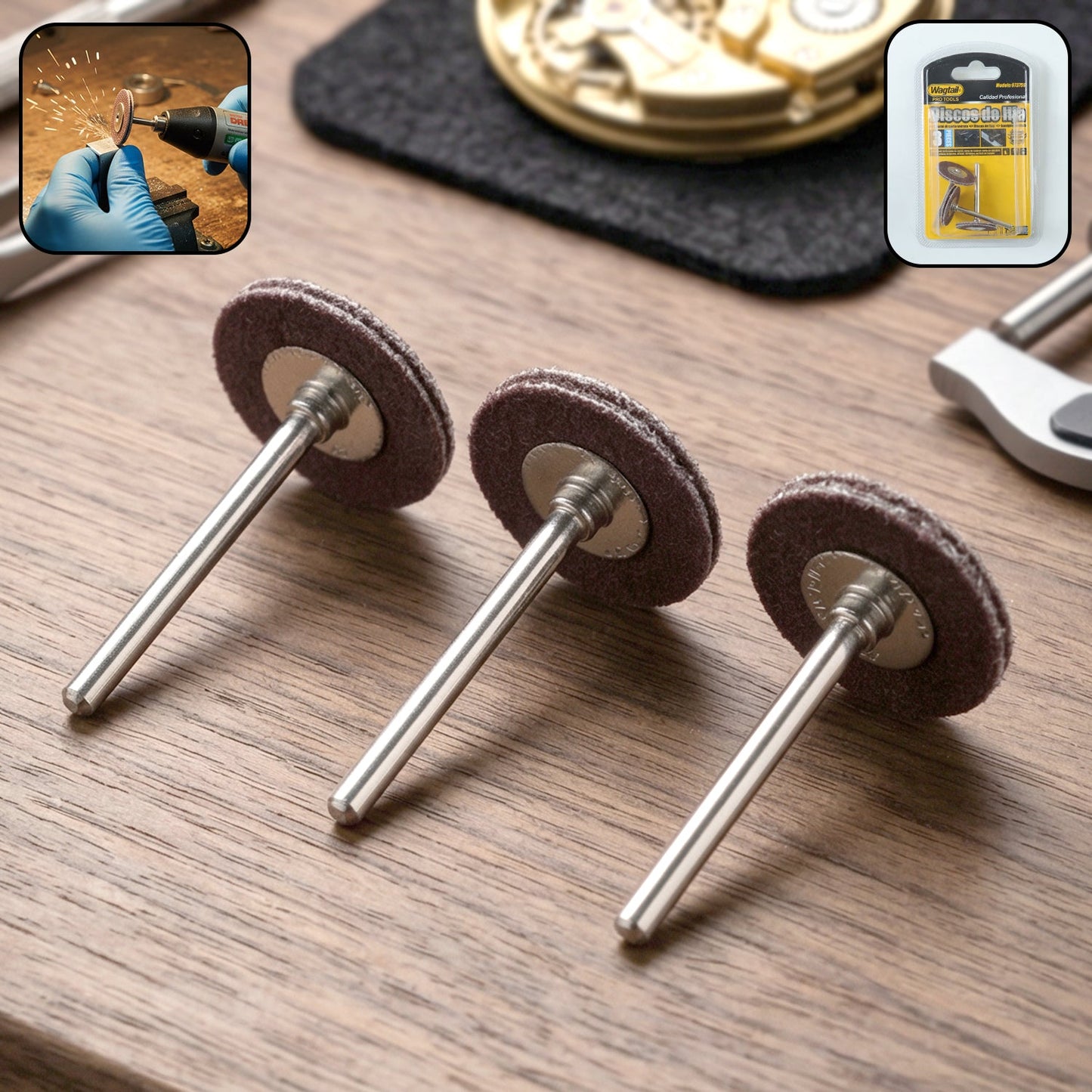 A complete set of mini rotary tool grinding wheels for precision detailing tasks.