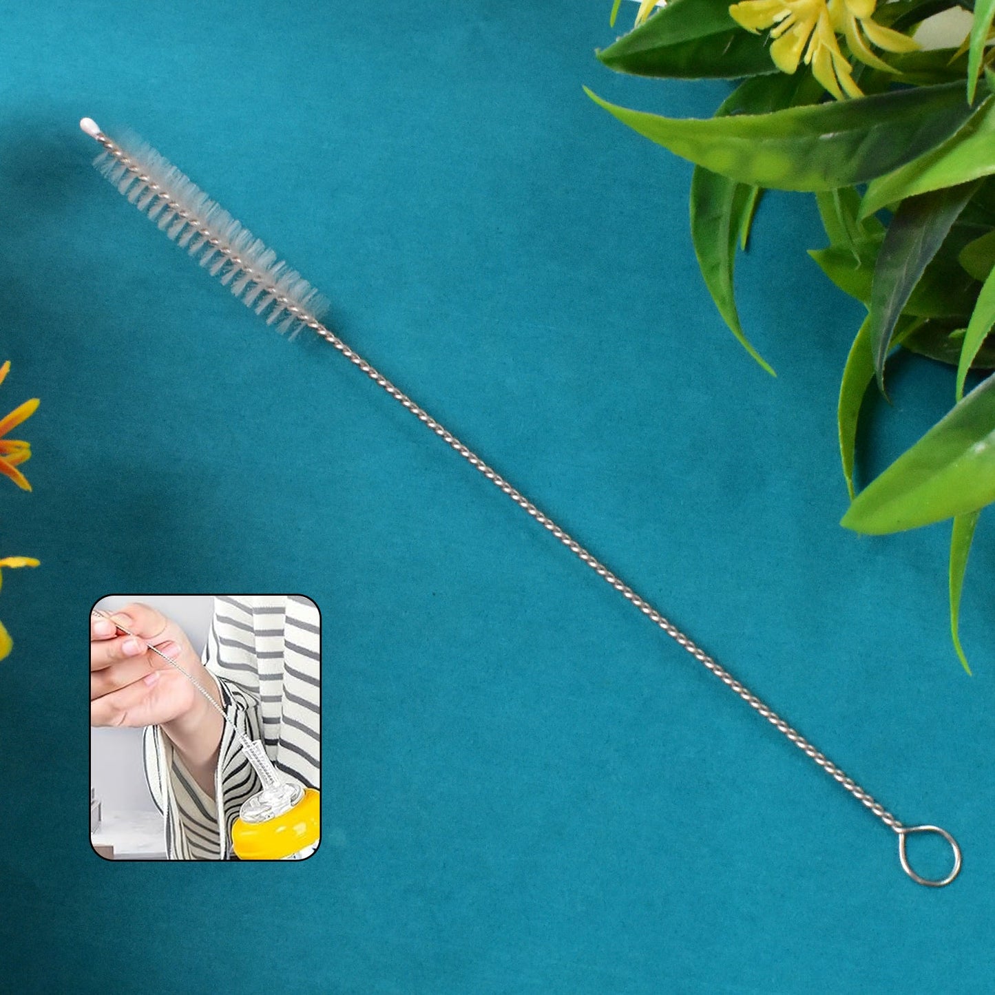 Velvet Wipe 20cm stainless steel straw cleaning brush for reusable straws