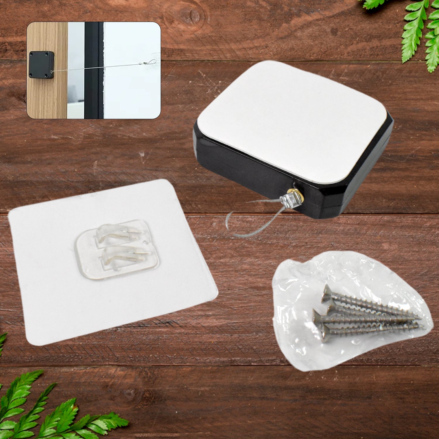 Automatic door closer installed on a door frame, demonstrating its compact design.