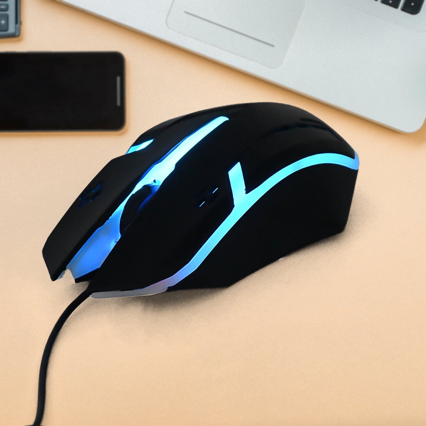 Compshop wired optical mouse shown from the front on a white background.