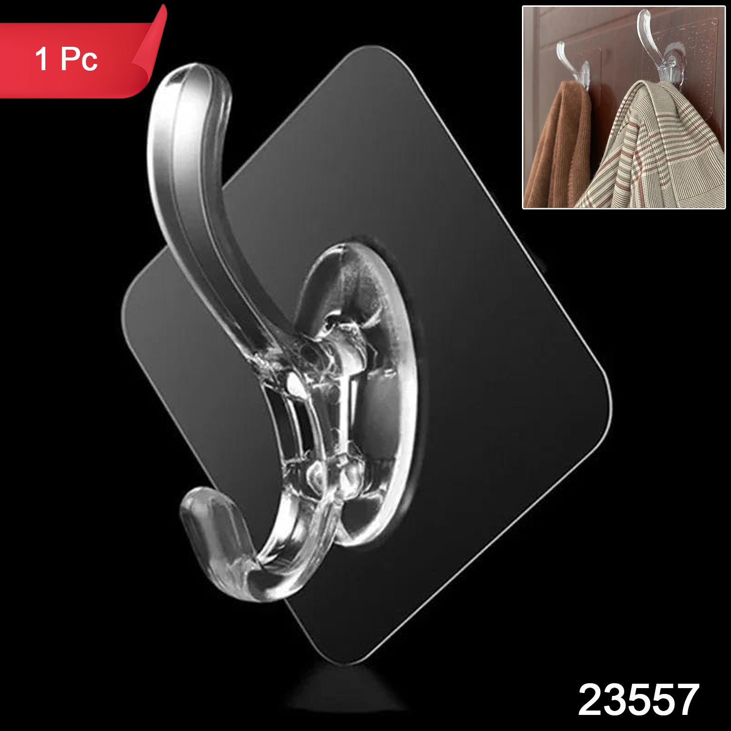 Self-stick wall hook with strong hold for versatile use