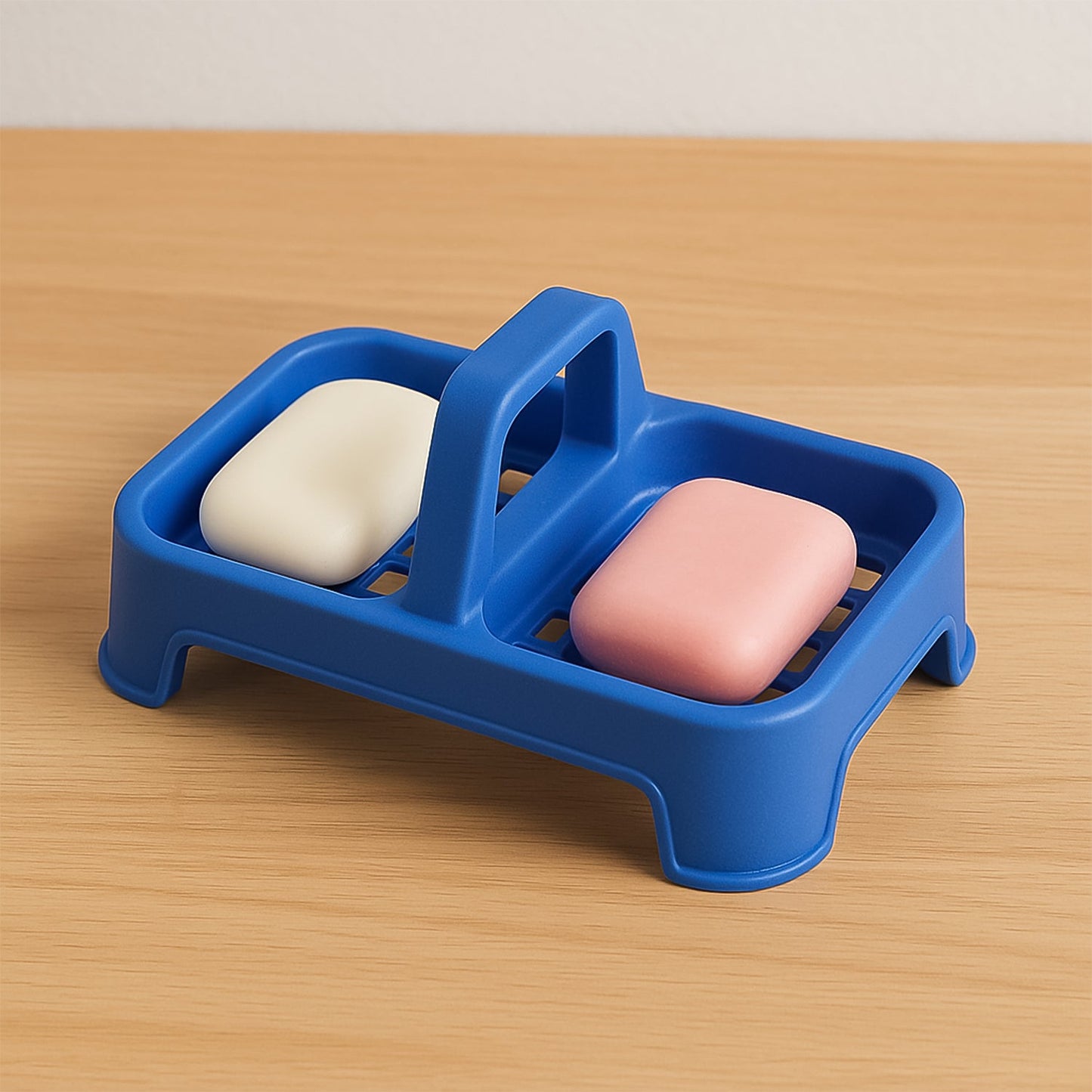 Compact double soap holder tray ideal for any bathroom.
