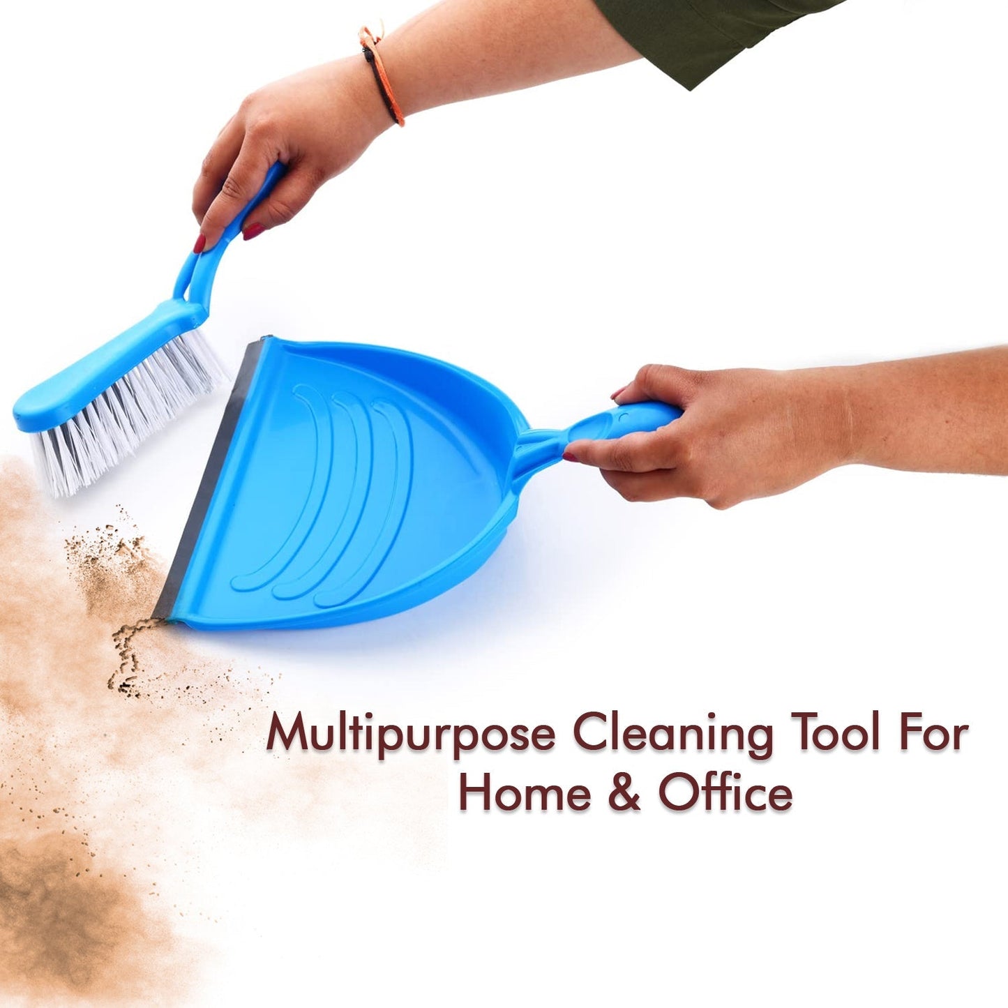 Multipurpose long handle dustpan and brush, perfect for various home cleaning tasks.