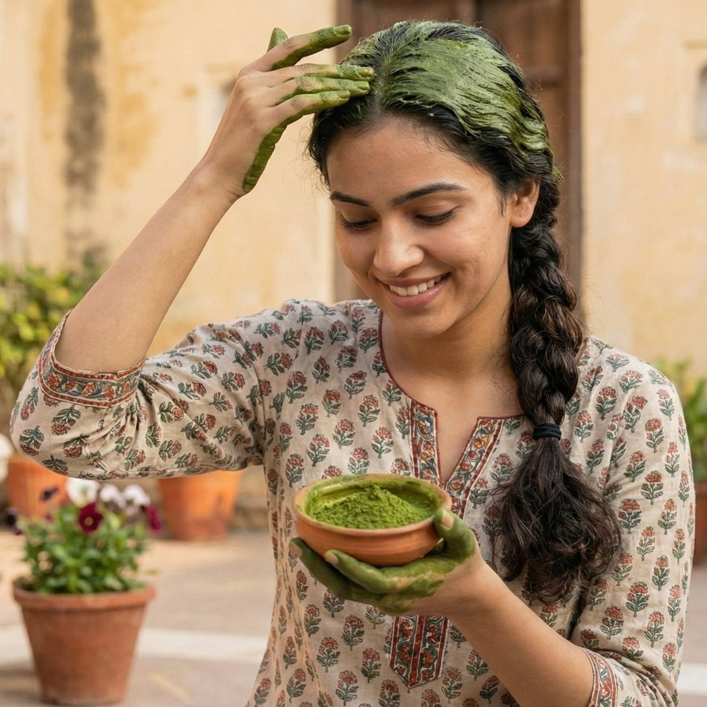 Herbal facial care product packaging with indigo powder for hair