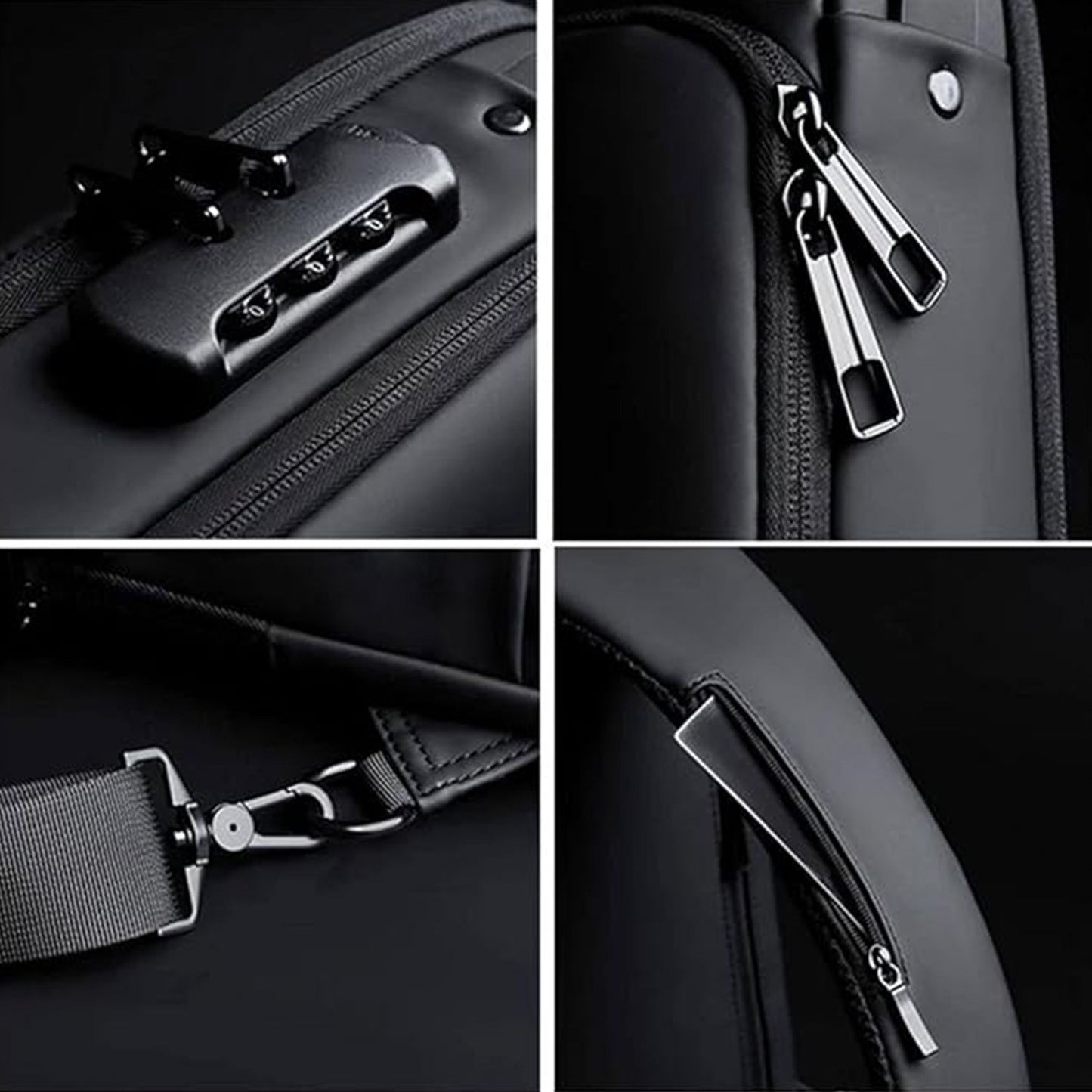 Alternative angle showing anti-theft crossbody sling bag with USB port