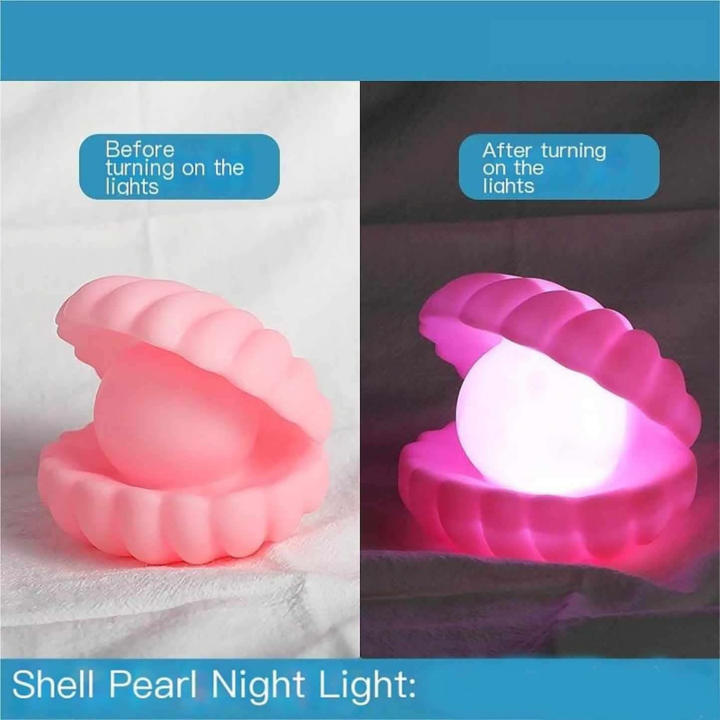 The Pearl Shell Night Lamp presented in its retail packaging, ready for gifting.