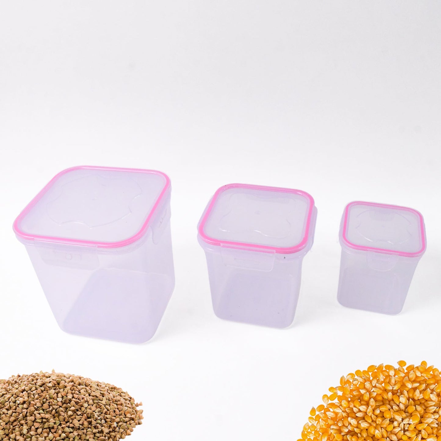 Set of kitchen storage jars with air-tight locking lids for fresh food