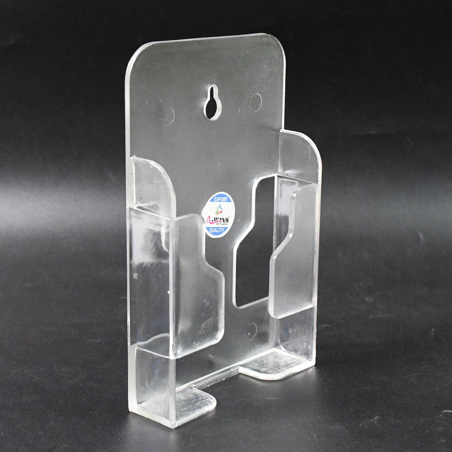 VoltDesk wall mount mobile holder with a phone, showcasing easy access and stability.