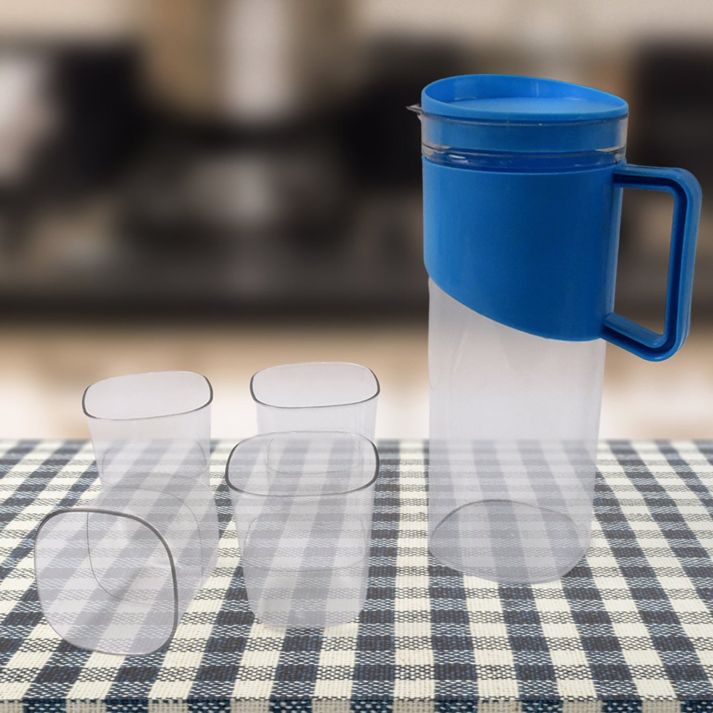 Side angle of unbreakable water jug with clear transparent design