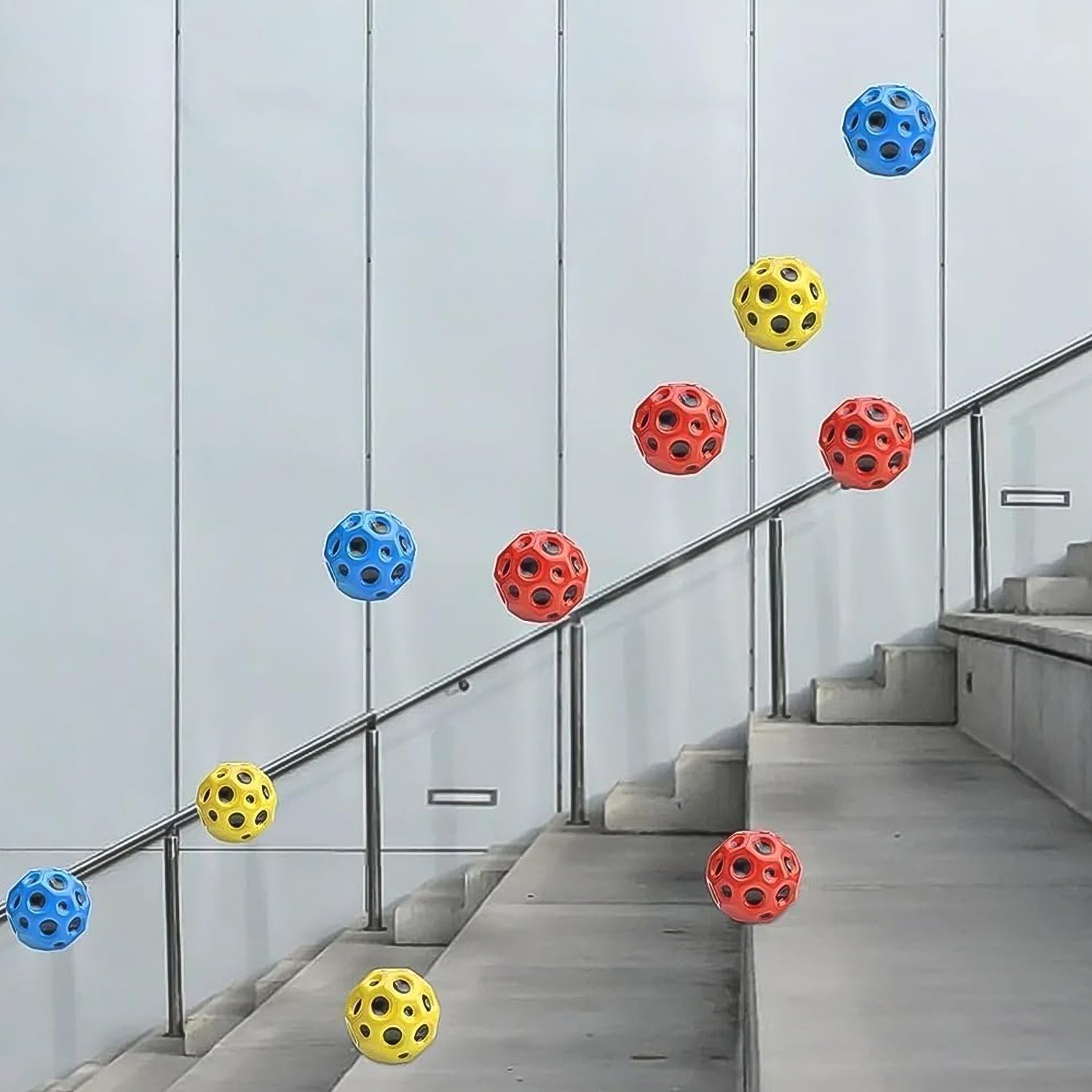 Crazy high-bounce rubber moon ball mid-air, showcasing its dynamic play potential.