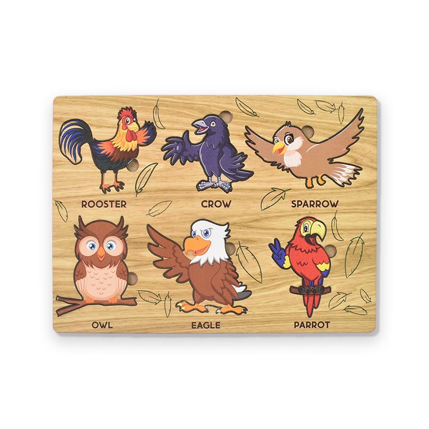 Overview of the Wooden Bird Puzzle, highlighting its smooth, child-safe edges for early learning.
