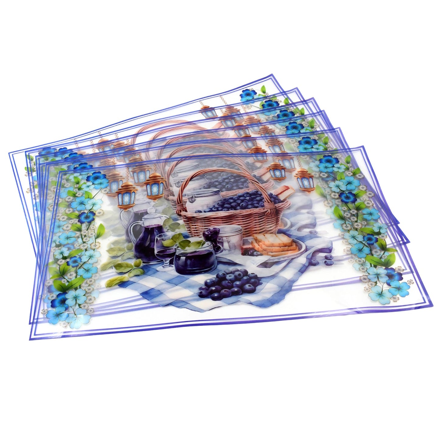 Bright and colorful dining table placemats arranged neatly for a festive look.