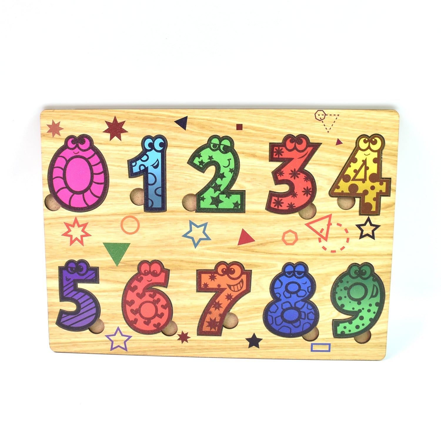Wooden number puzzle featuring vibrant, non-toxic number blocks for learning.