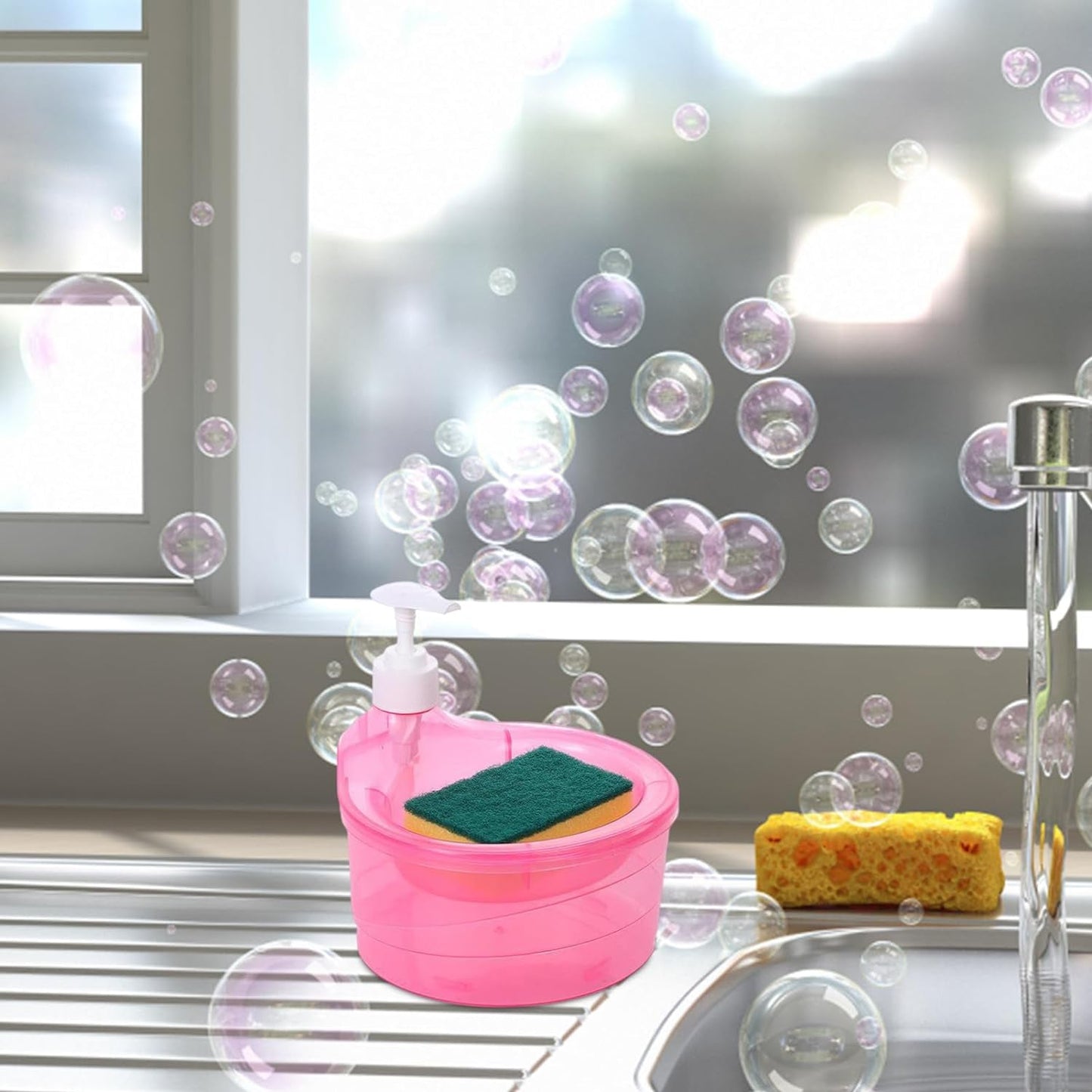 Space-saving rectangular soap dispenser, ideal for any home or hotel bathroom.