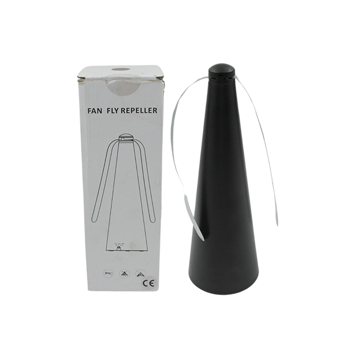 Portable fly repellent fan, ideal for picnics and outdoor gatherings.