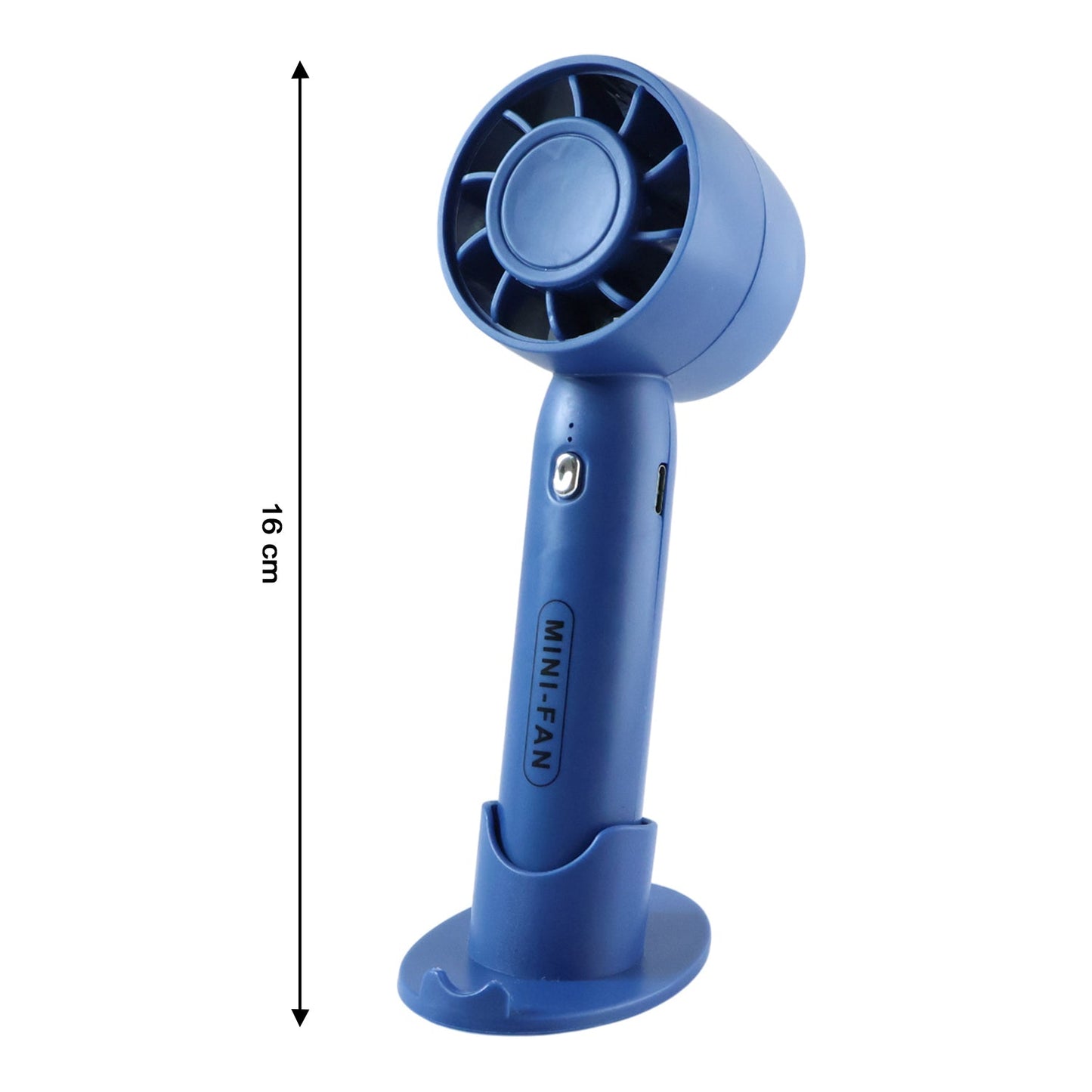 rechargeable mini handheld fan showing detailed specifications