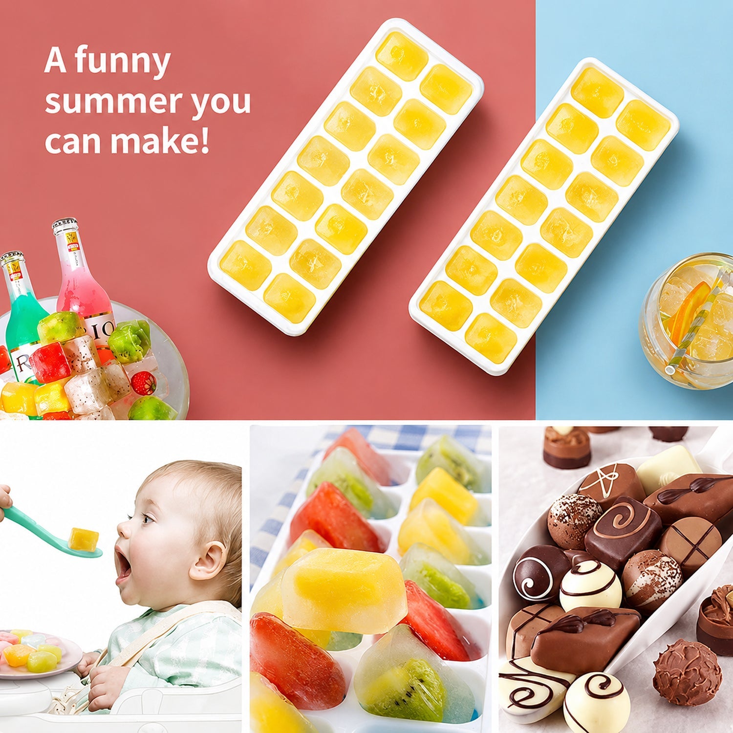 Ice tray with spill-proof lid for kitchen