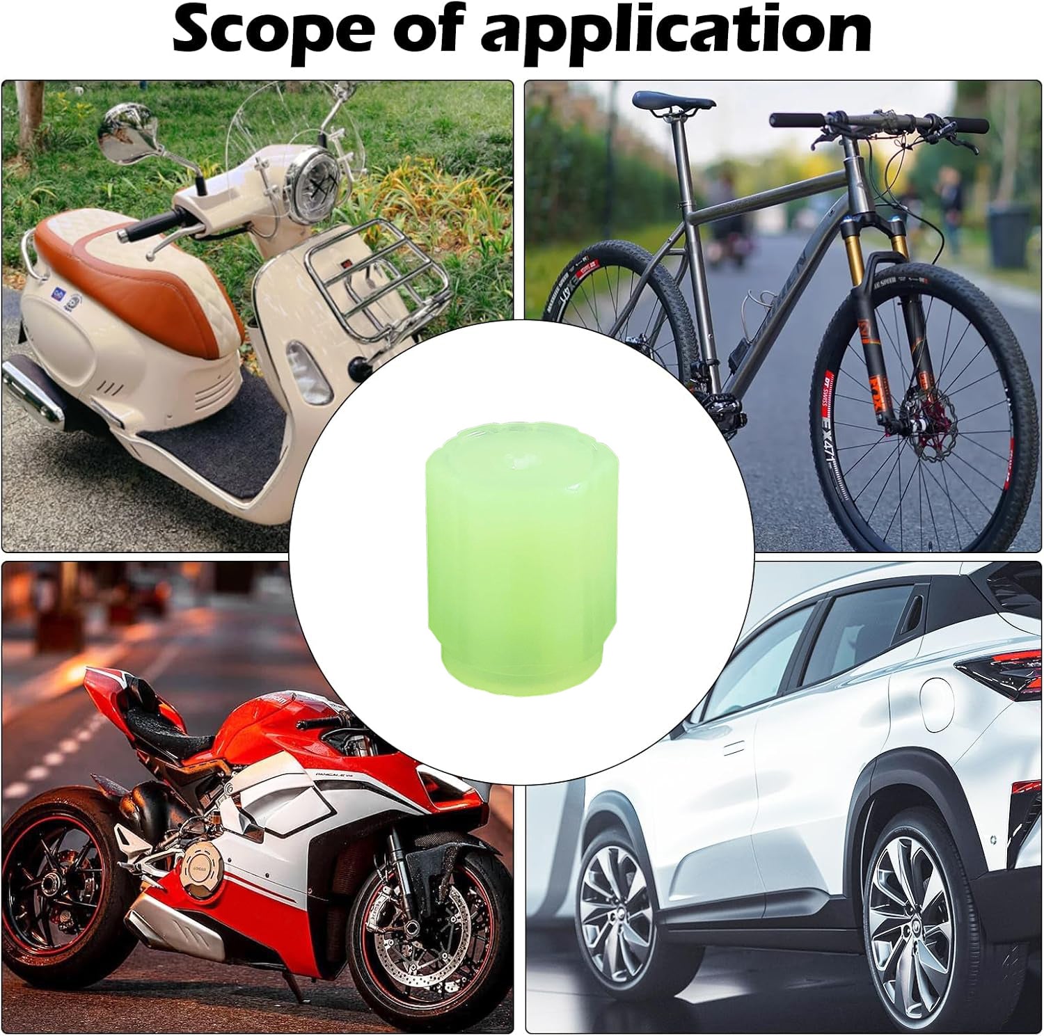 Neutral view of tyre valve caps packaging for luminous glow valve caps