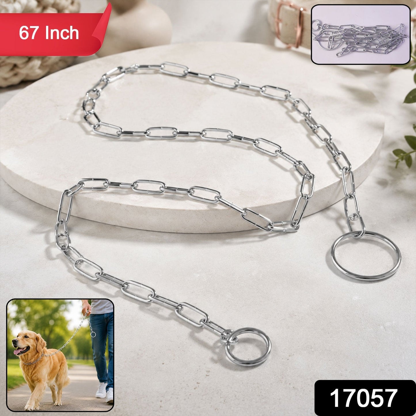 Pack of durable stainless steel dog chain leashes