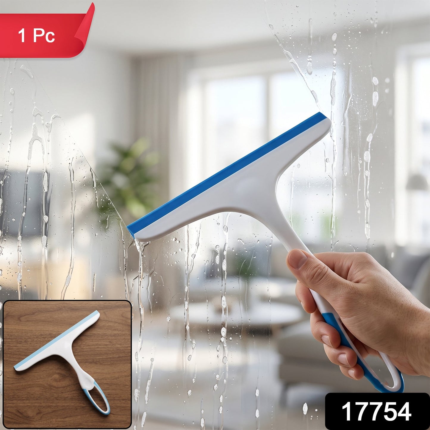 Plastic kitchen and shower squeegee wiper with 1 piece label and SKU 17754