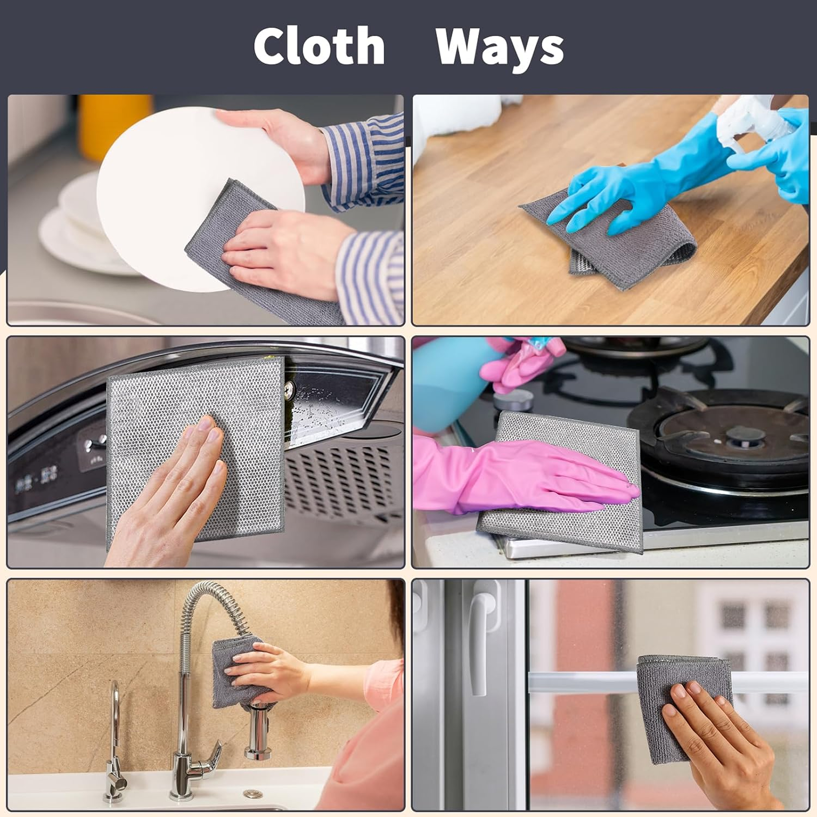 Multipurpose cleaning cloth with a stainless steel scrubber for versatile use.