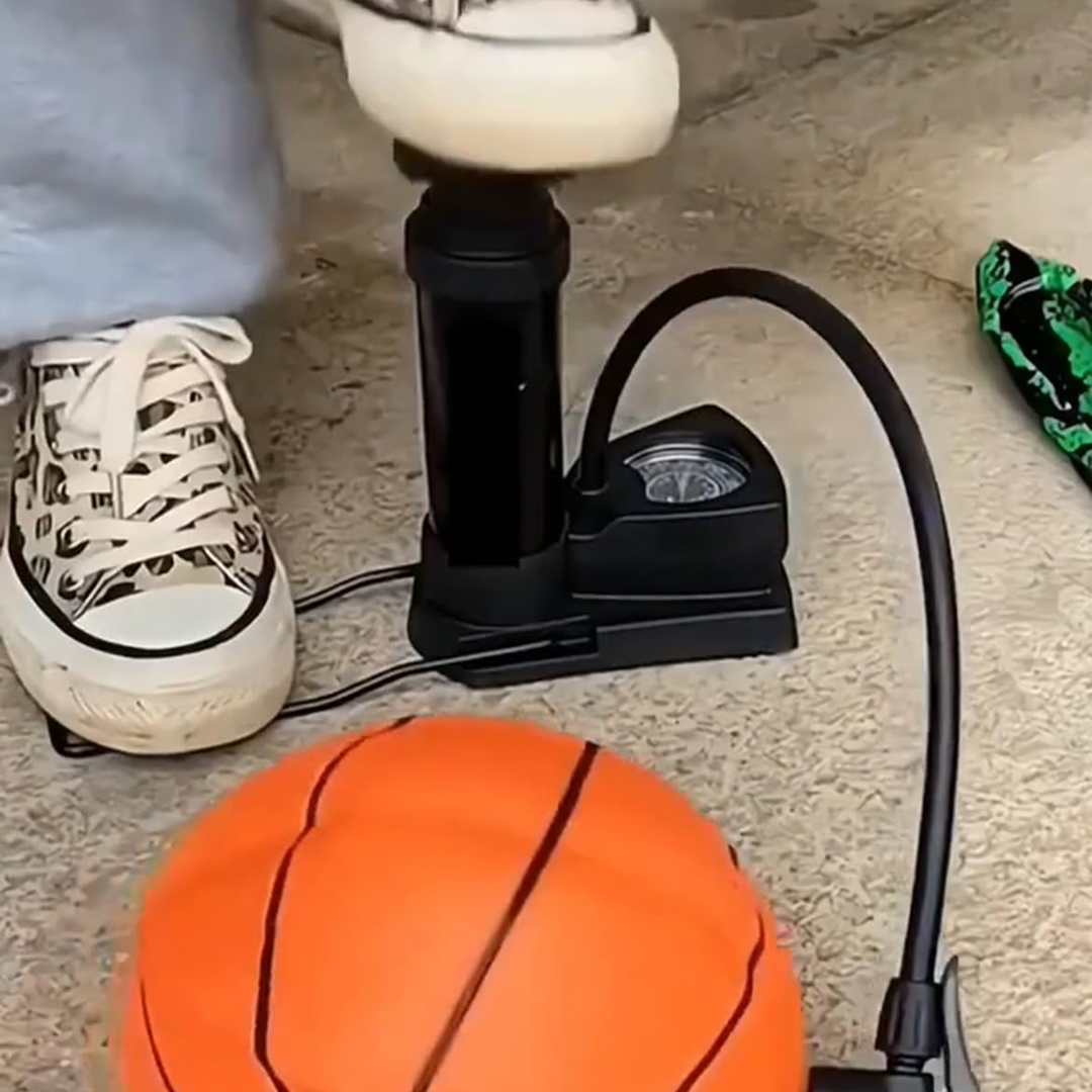 The Mini Foot Pump demonstrating its convenient foldable design.