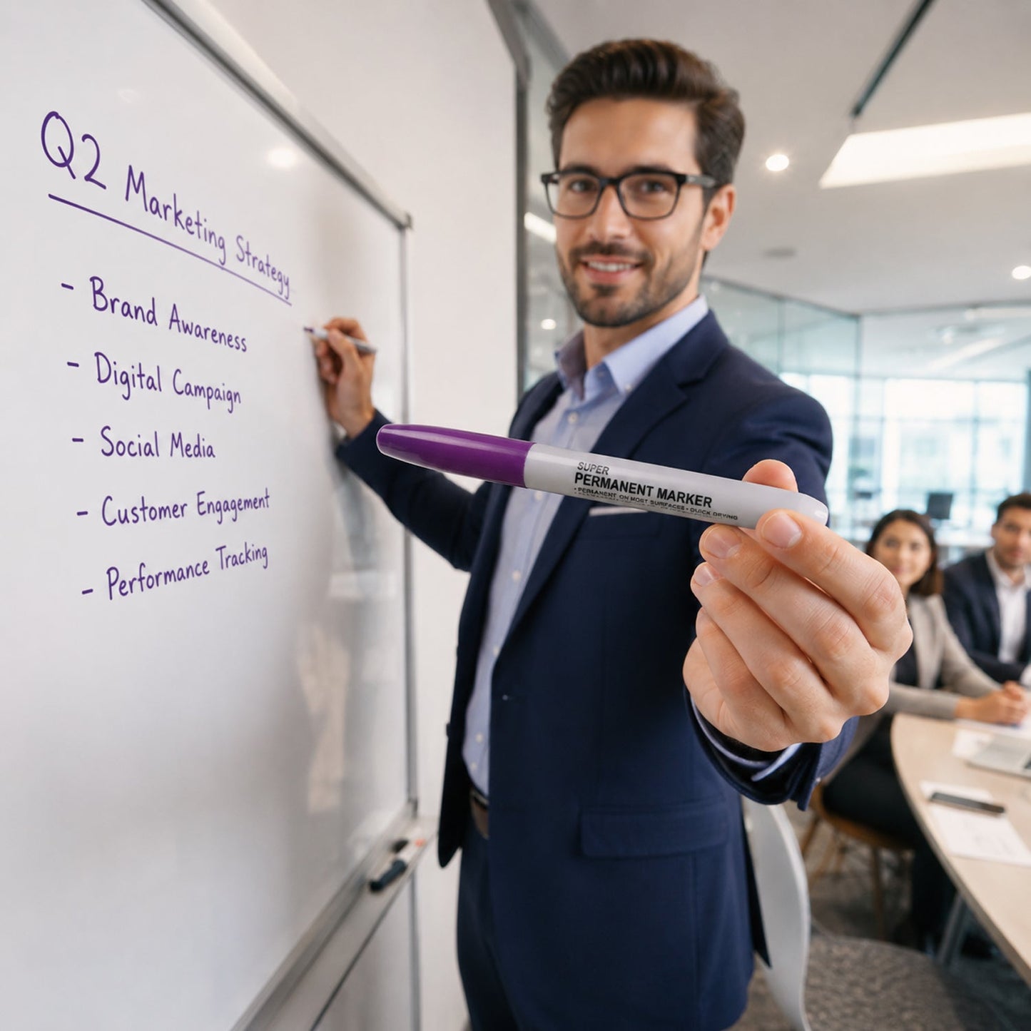 Bold writing with waterproof marker on surfaces