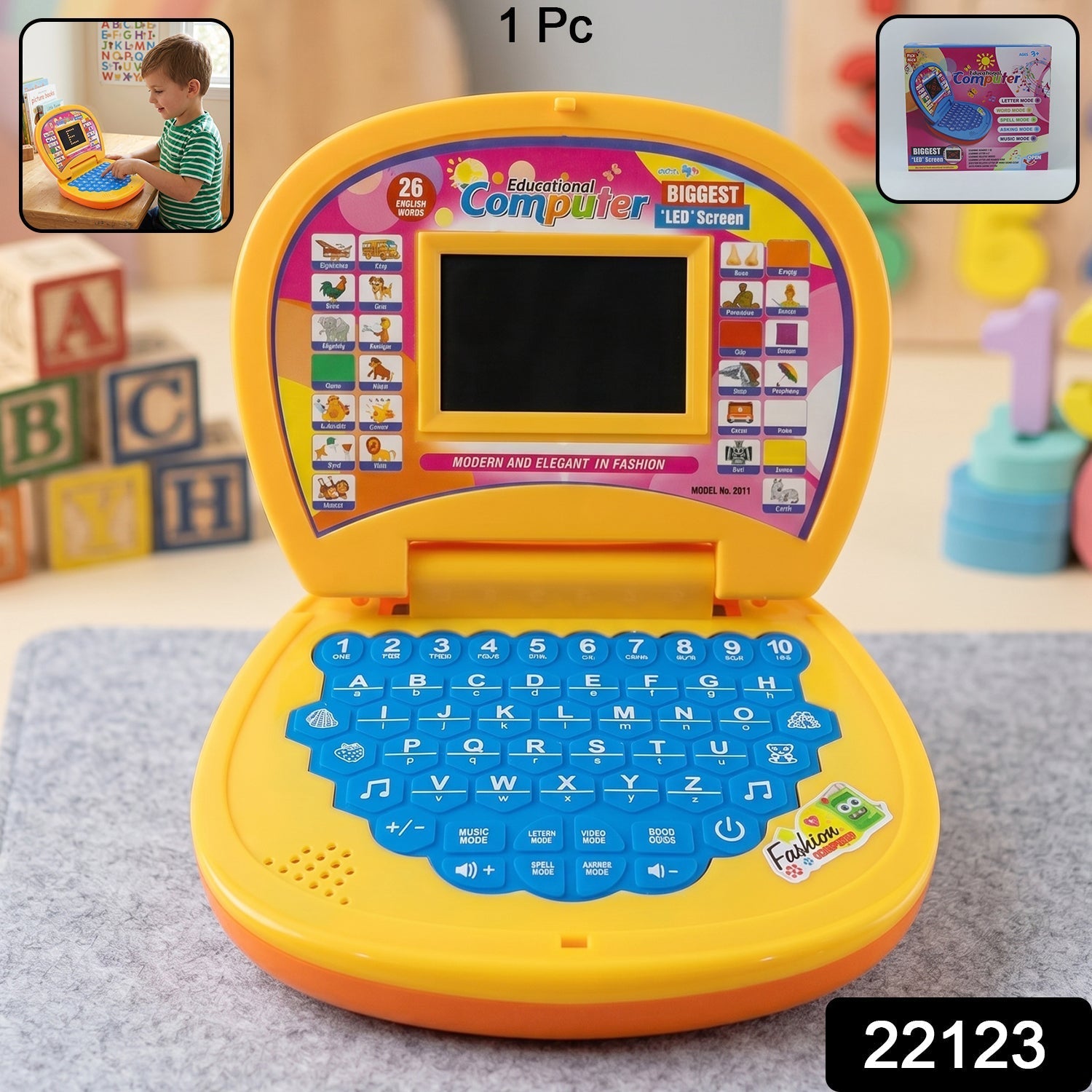 Educational toy laptop pack with alphabets and numbers