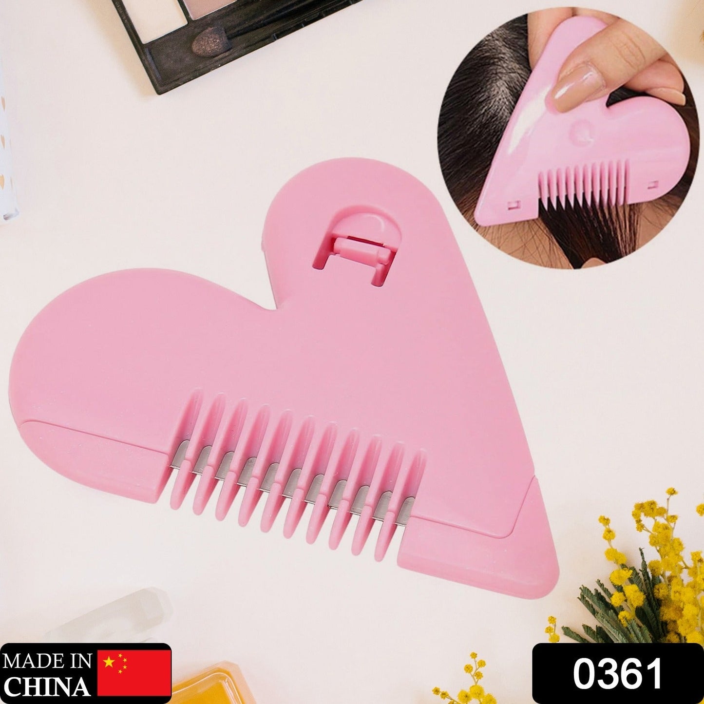 White plastic hair cutting comb with fine and wide teeth.