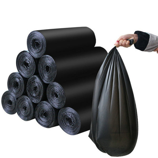 Medium eco-friendly black garbage bag sized 24 x 32 inches for household waste