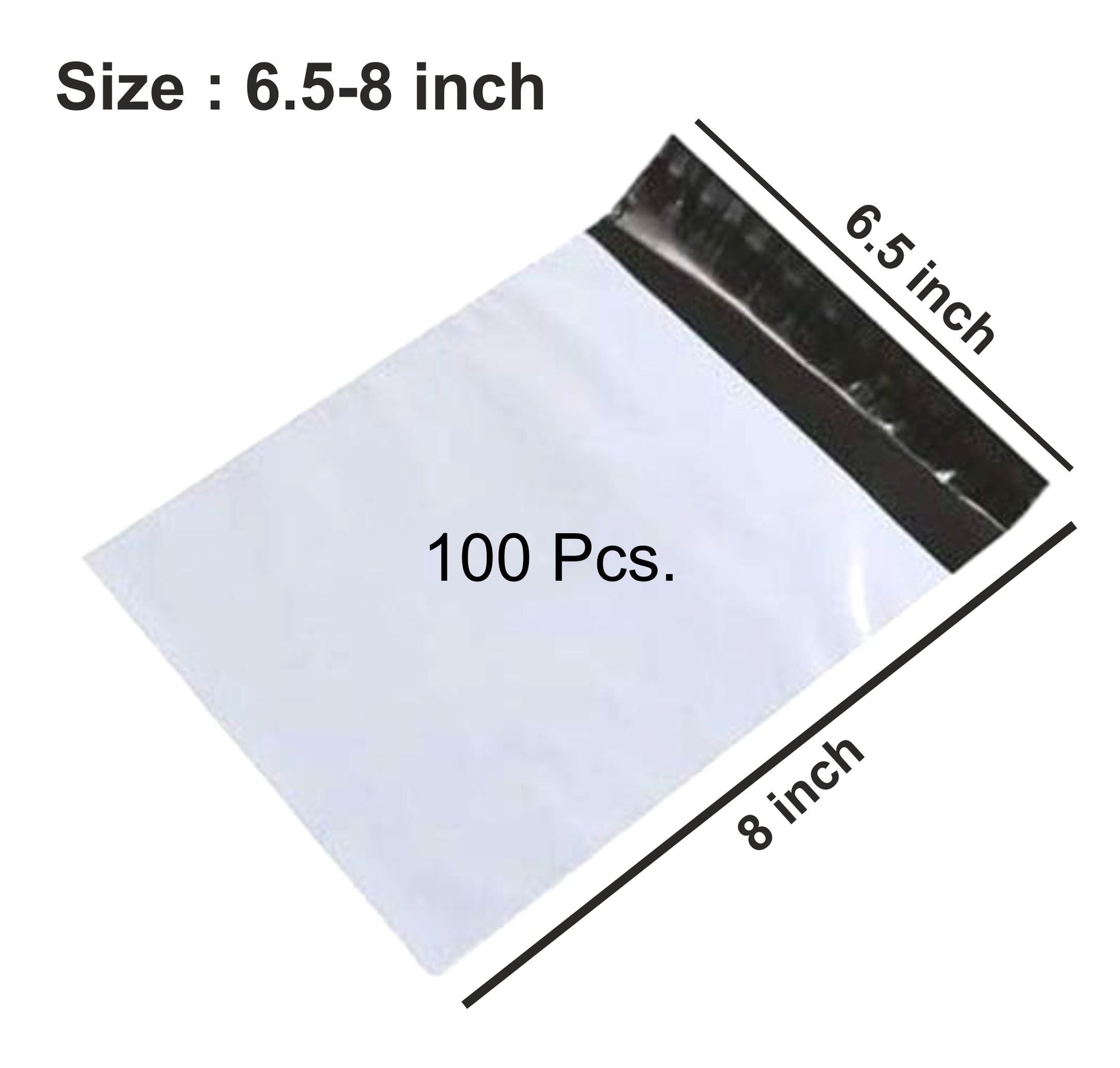 A single 6.5x8 inch tamper proof courier bag on a clean surface.