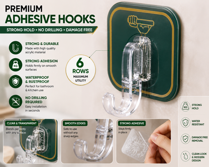 Waterproof adhesive hook rack close up view