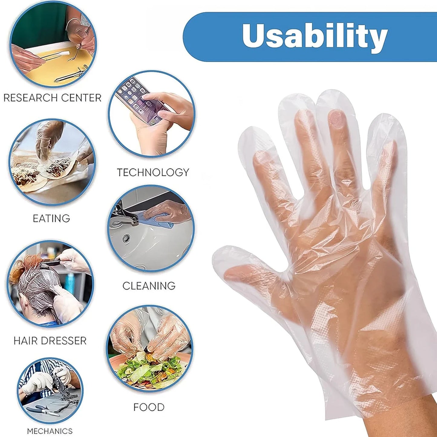 Lightweight, waterproof disposable gloves for kitchen and cleaning tasks