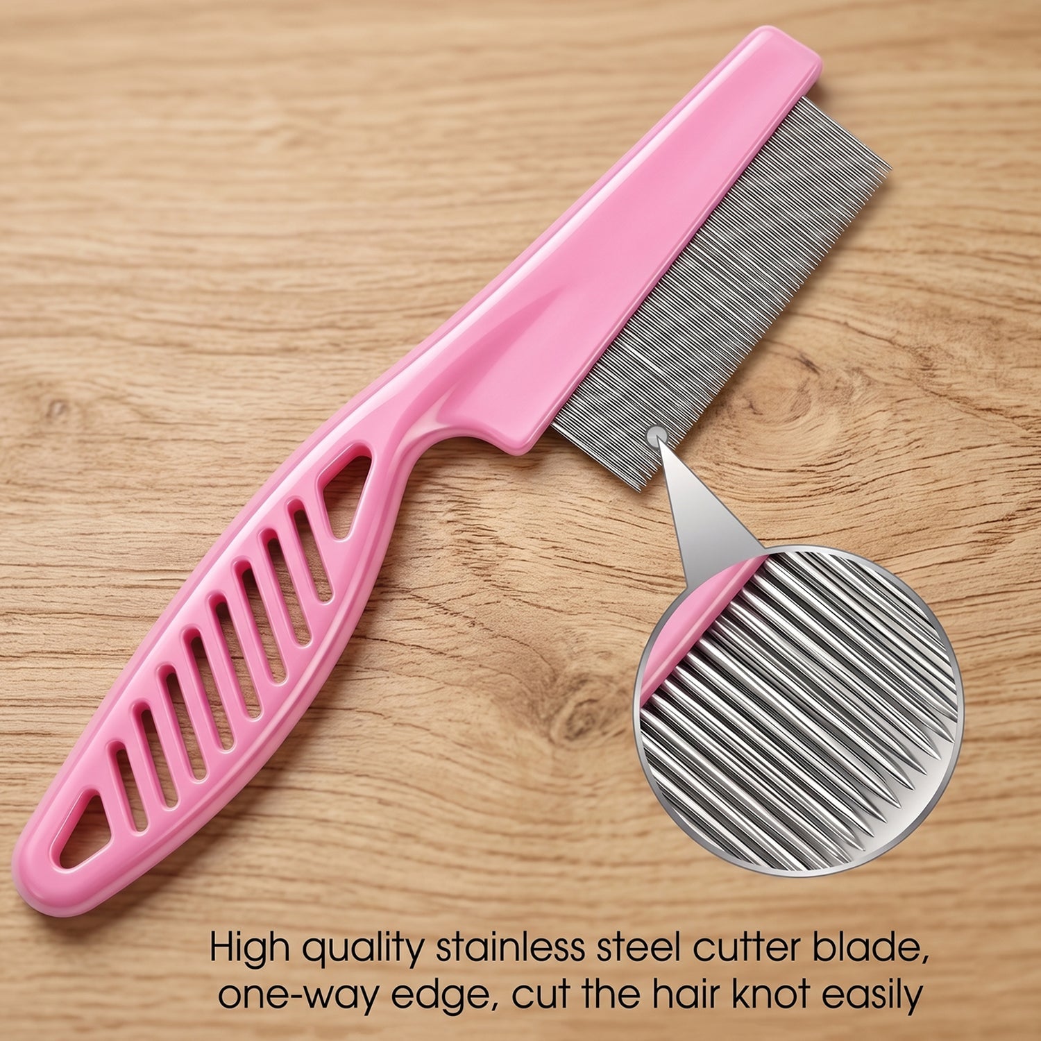Pet comb shedding grooming tool in hand