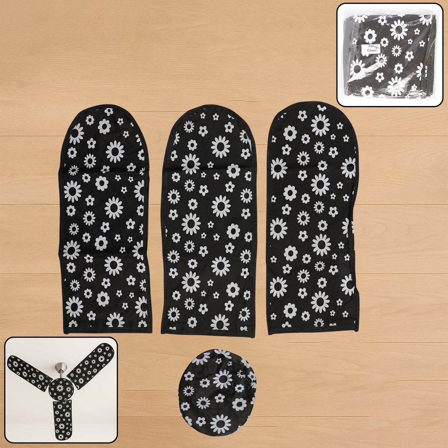 4-in-1 washable ceiling fan dust covers for blades and motor