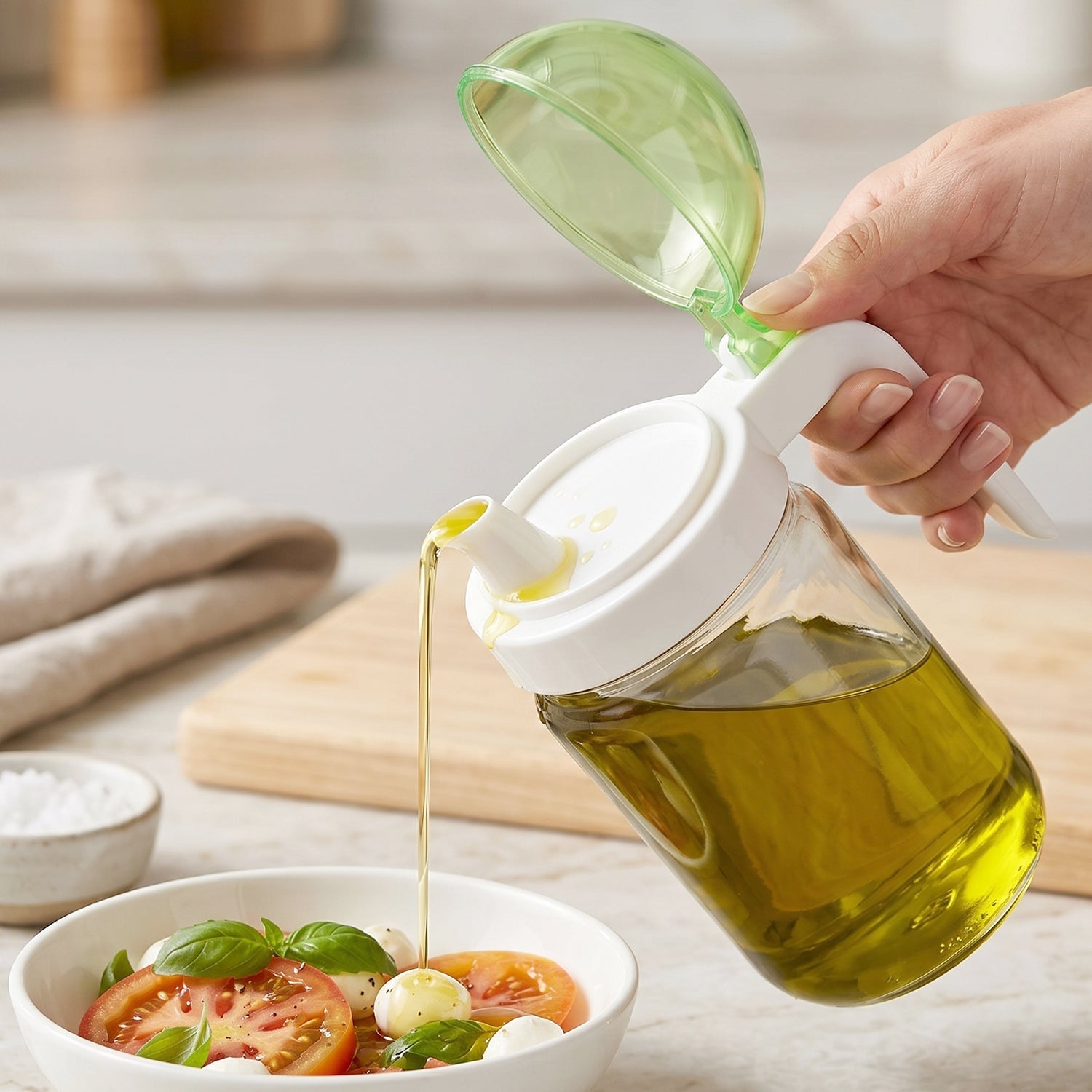 Durable glass oil storage bottle for oils and dressings