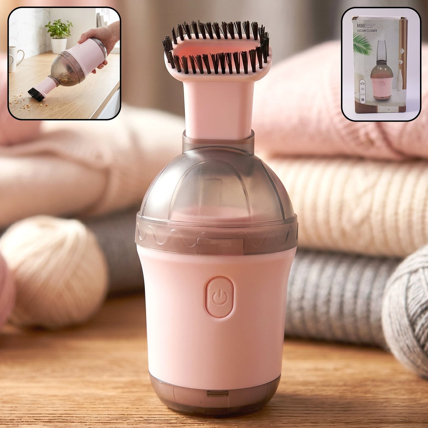 Mini handheld vacuum cleaner with brush attachment for versatile cleaning