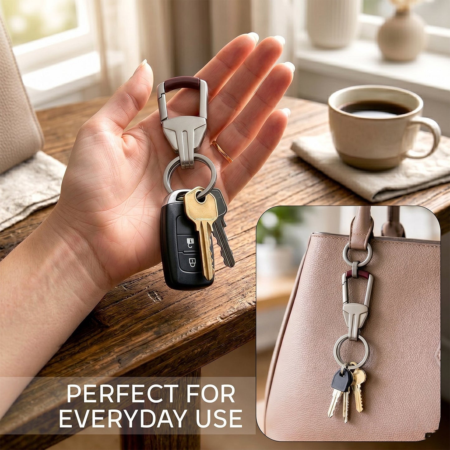 Close-up of secure locking mechanism on metal key holder