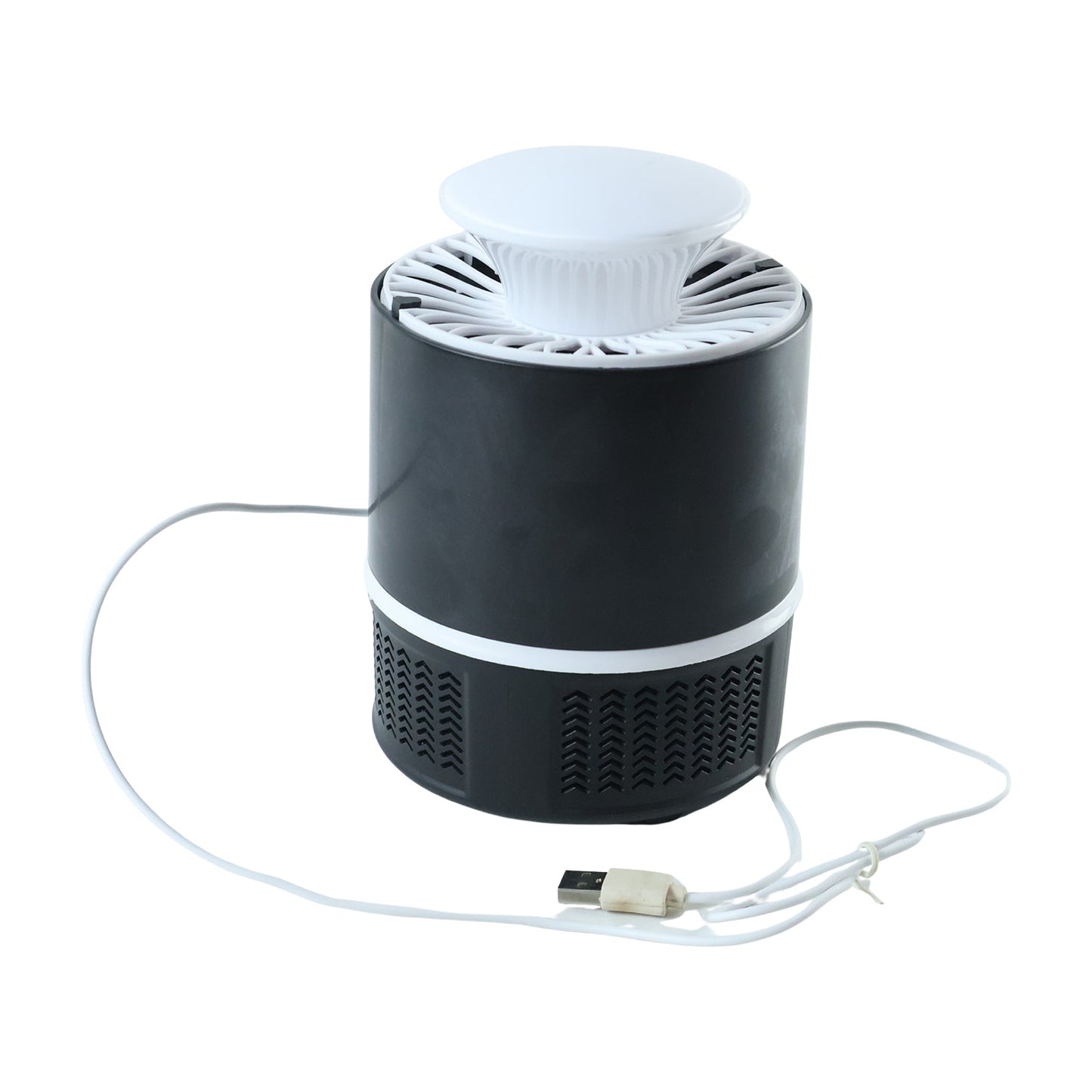 A black and white Mosquito Killer Lamp with a white USB cable on a white background.