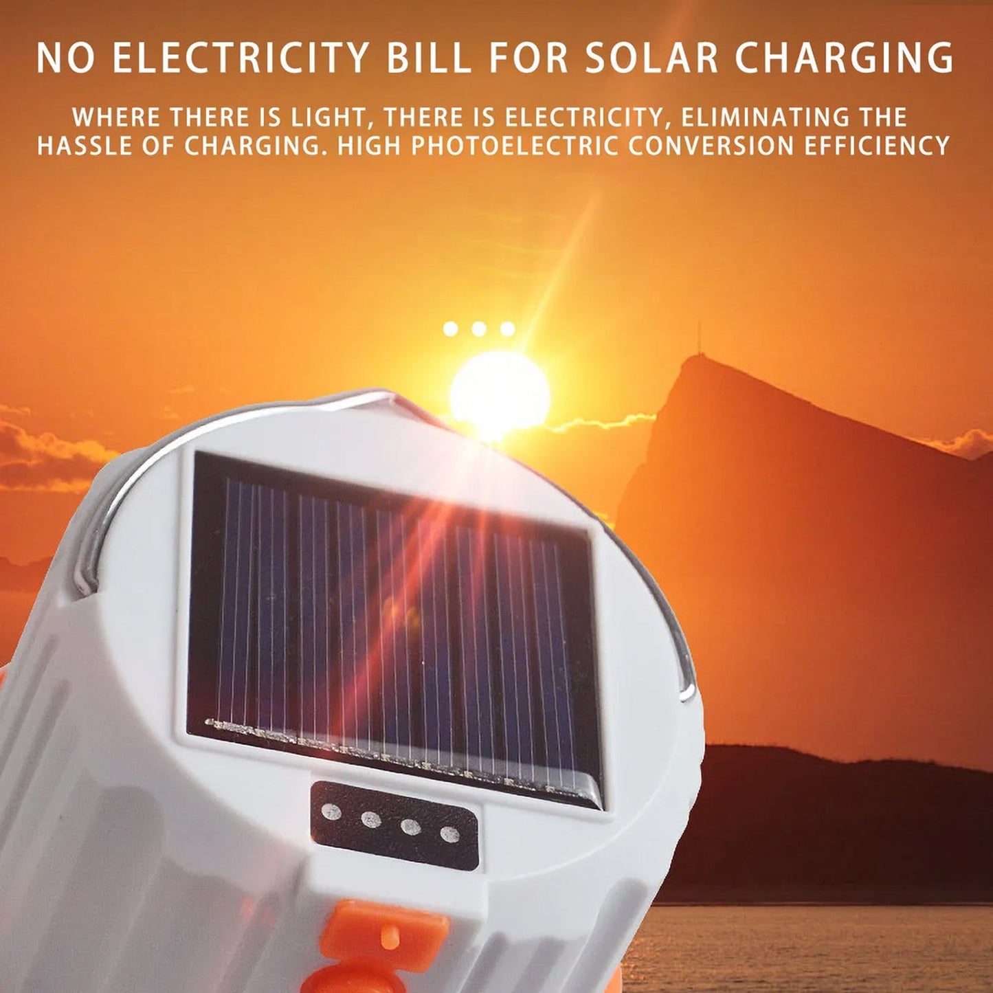 Compact portable solar lantern with LED bulb for camping trips