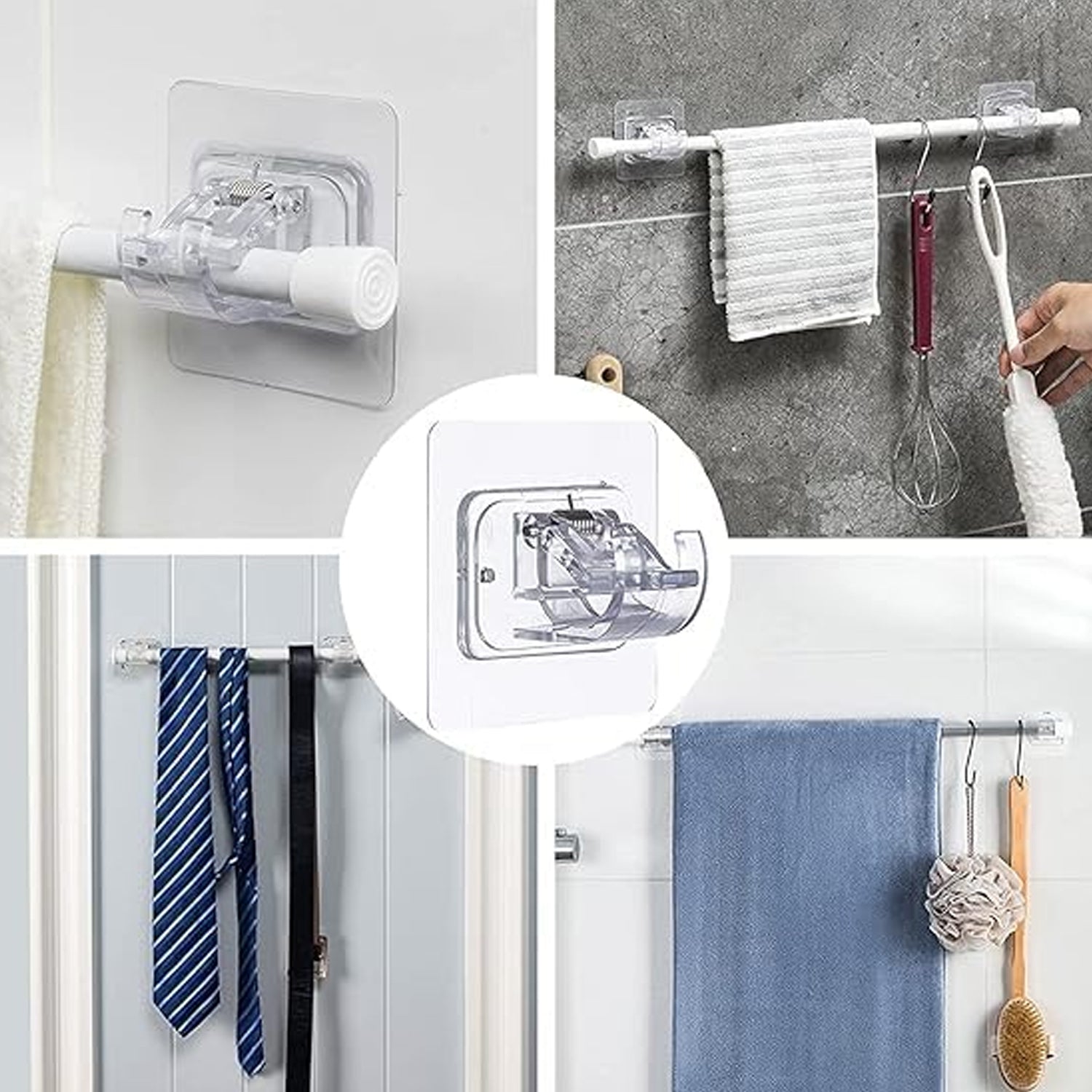 Adhesive pipe holder bracket for kitchen or bathroom organization