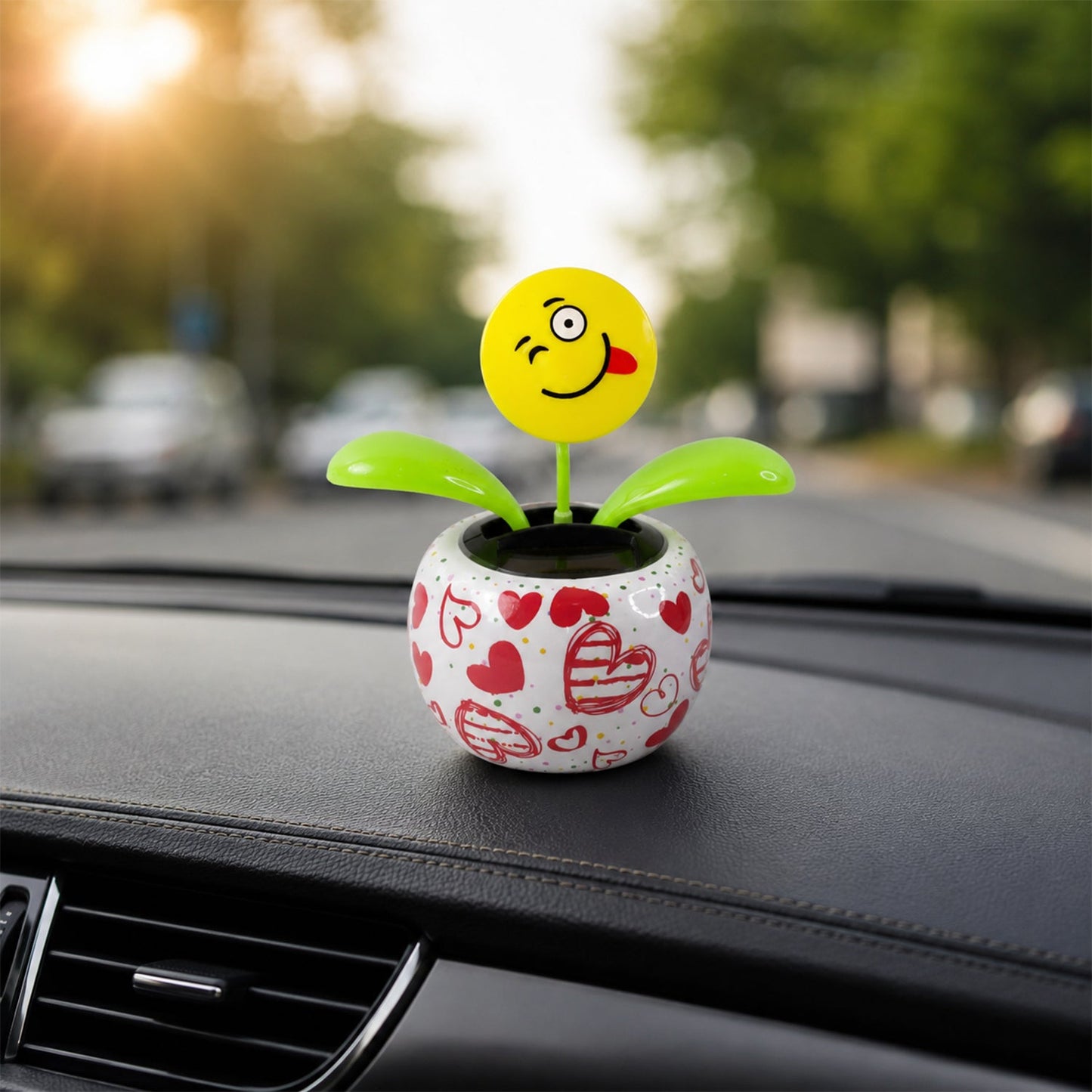 Decorative solar dancing flower for car interior and office desk