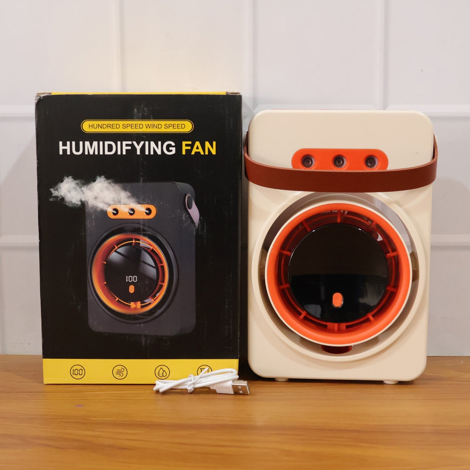 Cooling fan with mist and display for efficient air circulation