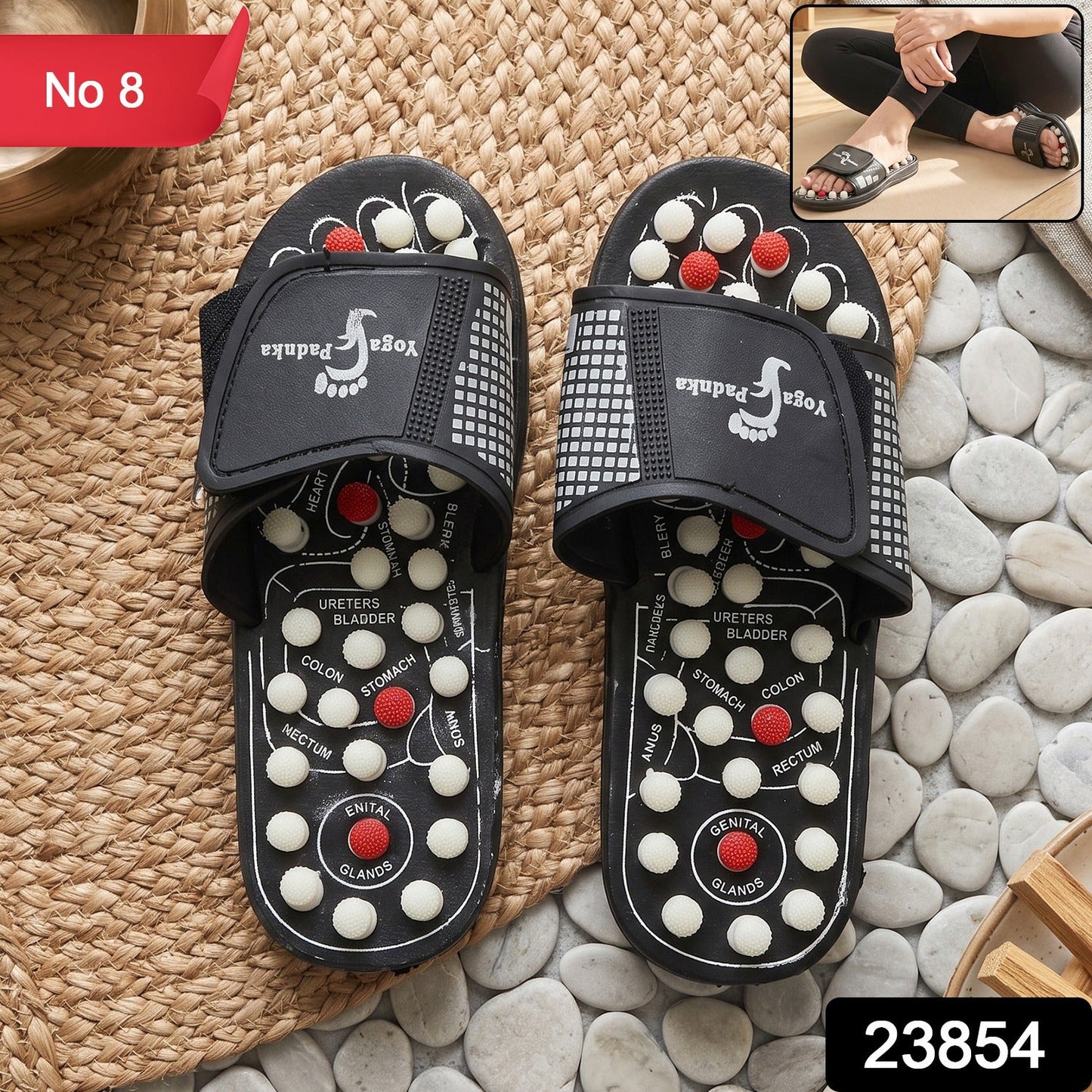 Acupressure reflexology foot massage slippers for men and women, size 7 and 8