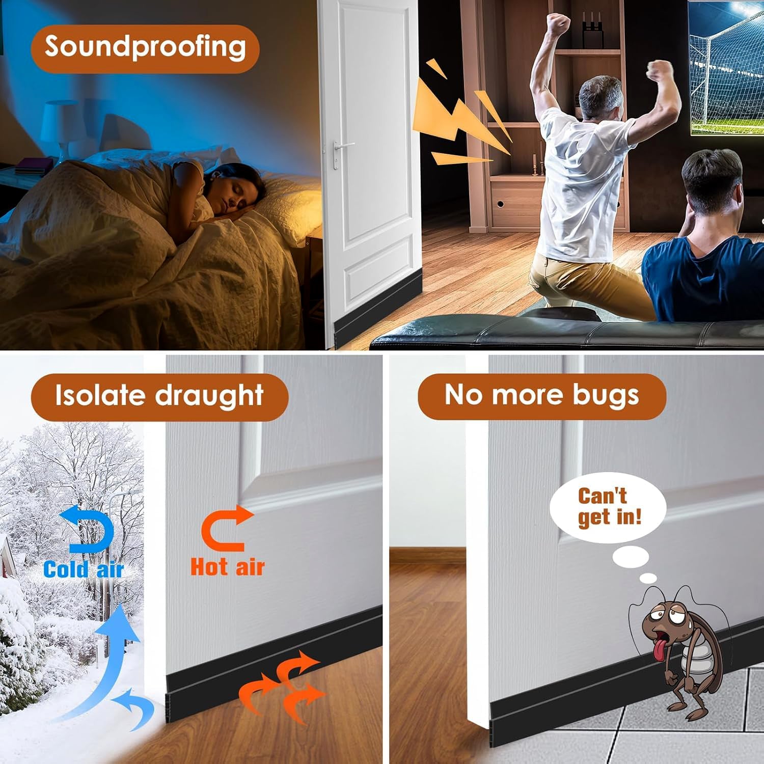 Comparison image showing silicone door seal strip versus other seals