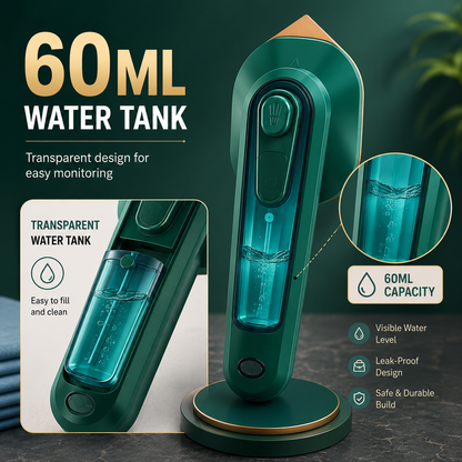 Portable Steam Iron – 2-in-1 Mini Handheld Garment Steamer with 60ML Water Tank & Titanium Heating Plate