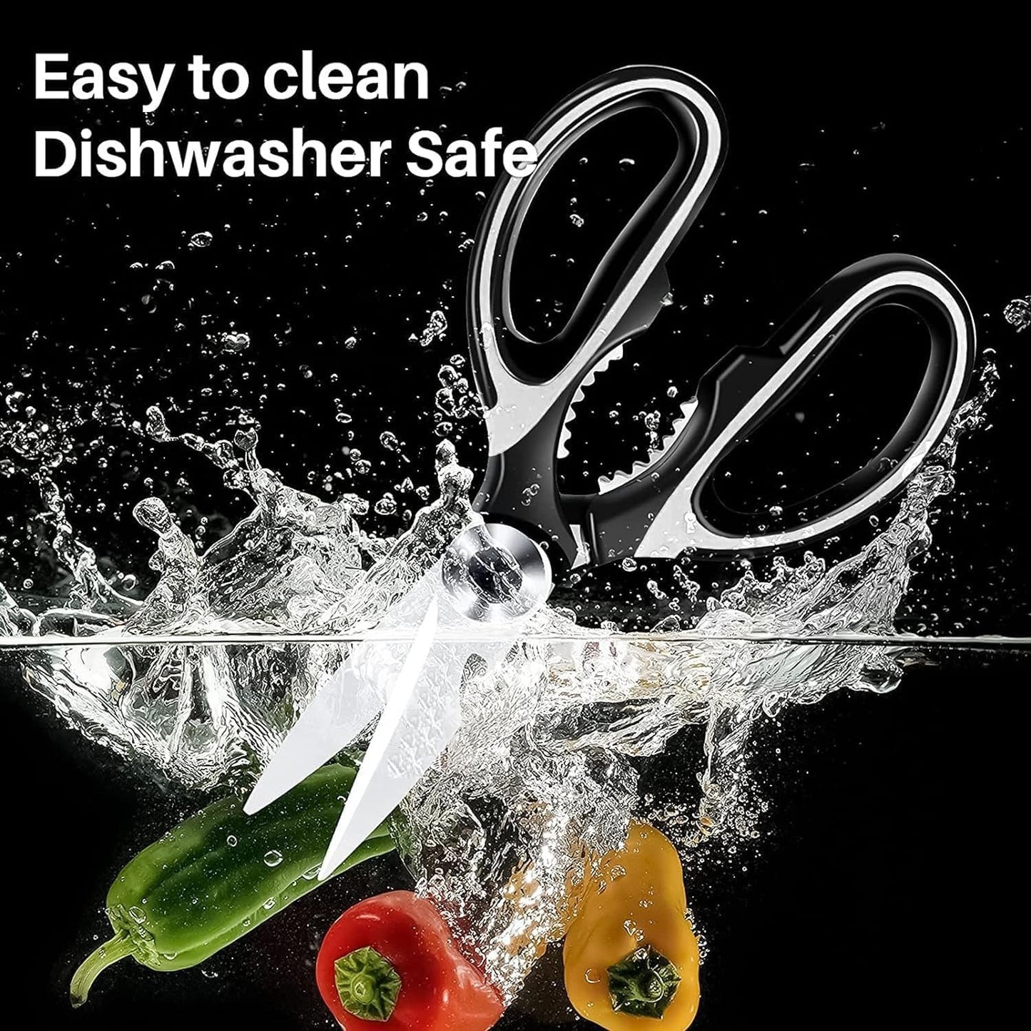 Retail packaging for the versatile Multi-Function Kitchen Scissor.