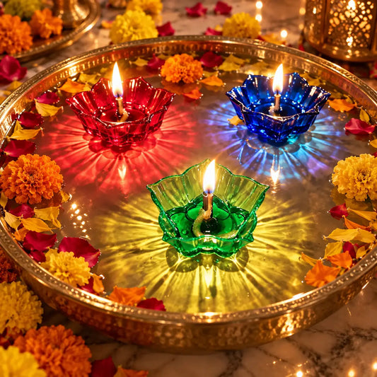 Multi-Color Water Reflection Diya Set (Buy 1 Get 1 Free)